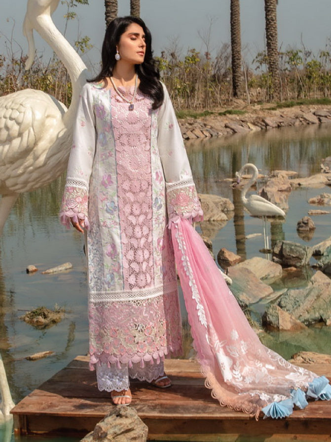 Rang Rasiya Premium Embroidered Lawn Unstitched 3Pc Suit D-12 HOORAIN