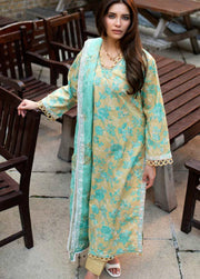 AL Zohaib Dhagakari Embroidered Lawn Unstitched 3Pc Suit D-12