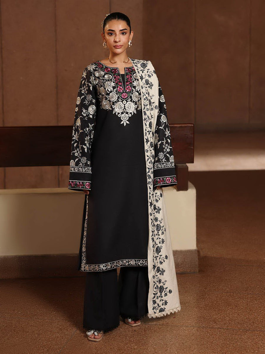 RajBari Premium Embroidered Peach Unstitched 3Pc Suit D-12