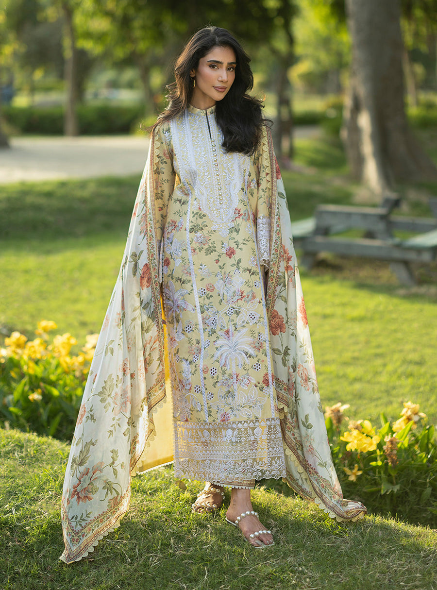 Zainab Chottani Luxe Lawn Unstitched Embroidered 3Pc Suit D-12 Dune