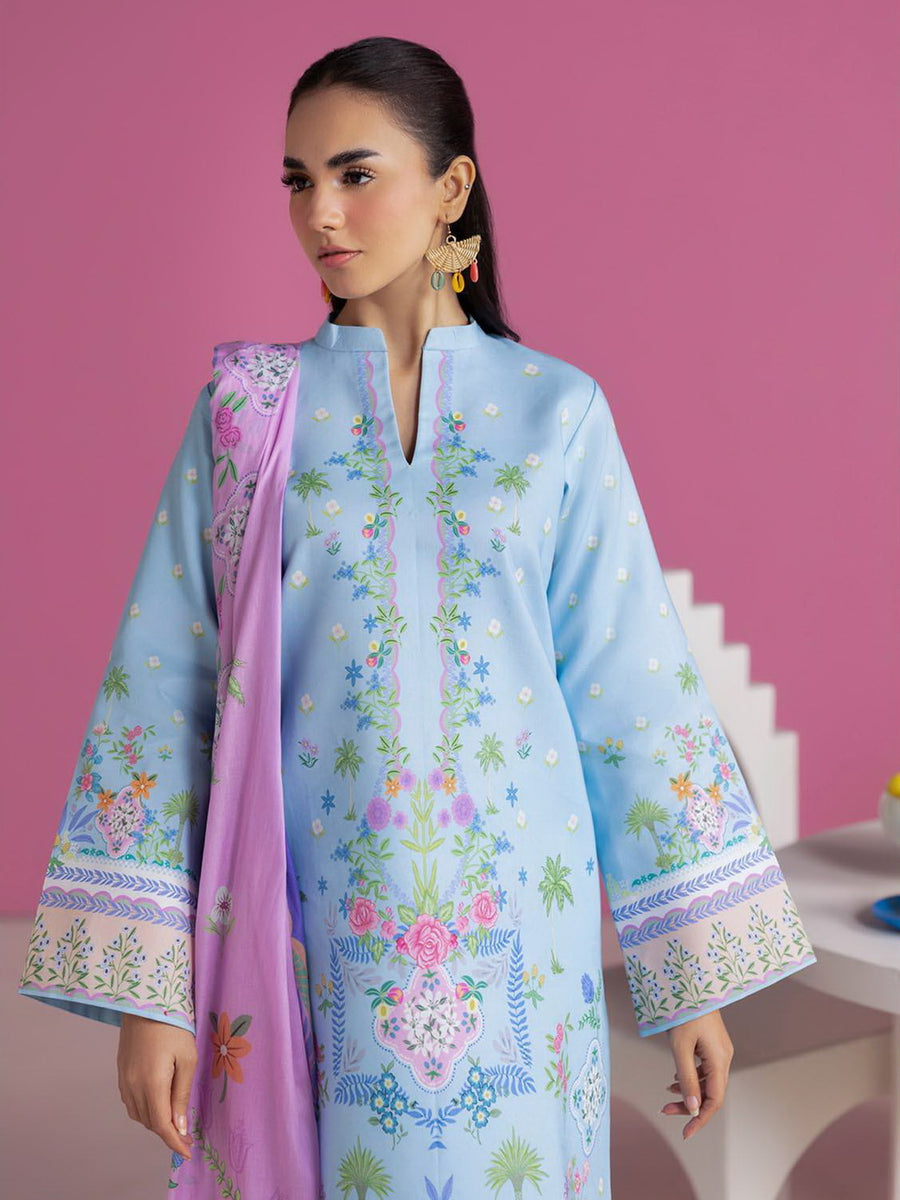 RajBari Amal Summer Prints Exclusive 3Pc Unstitched Lawn Suit D-12