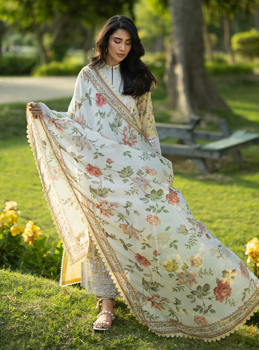 Zainab Chottani Luxe Lawn Unstitched Embroidered 3Pc Suit D-12 Dune
