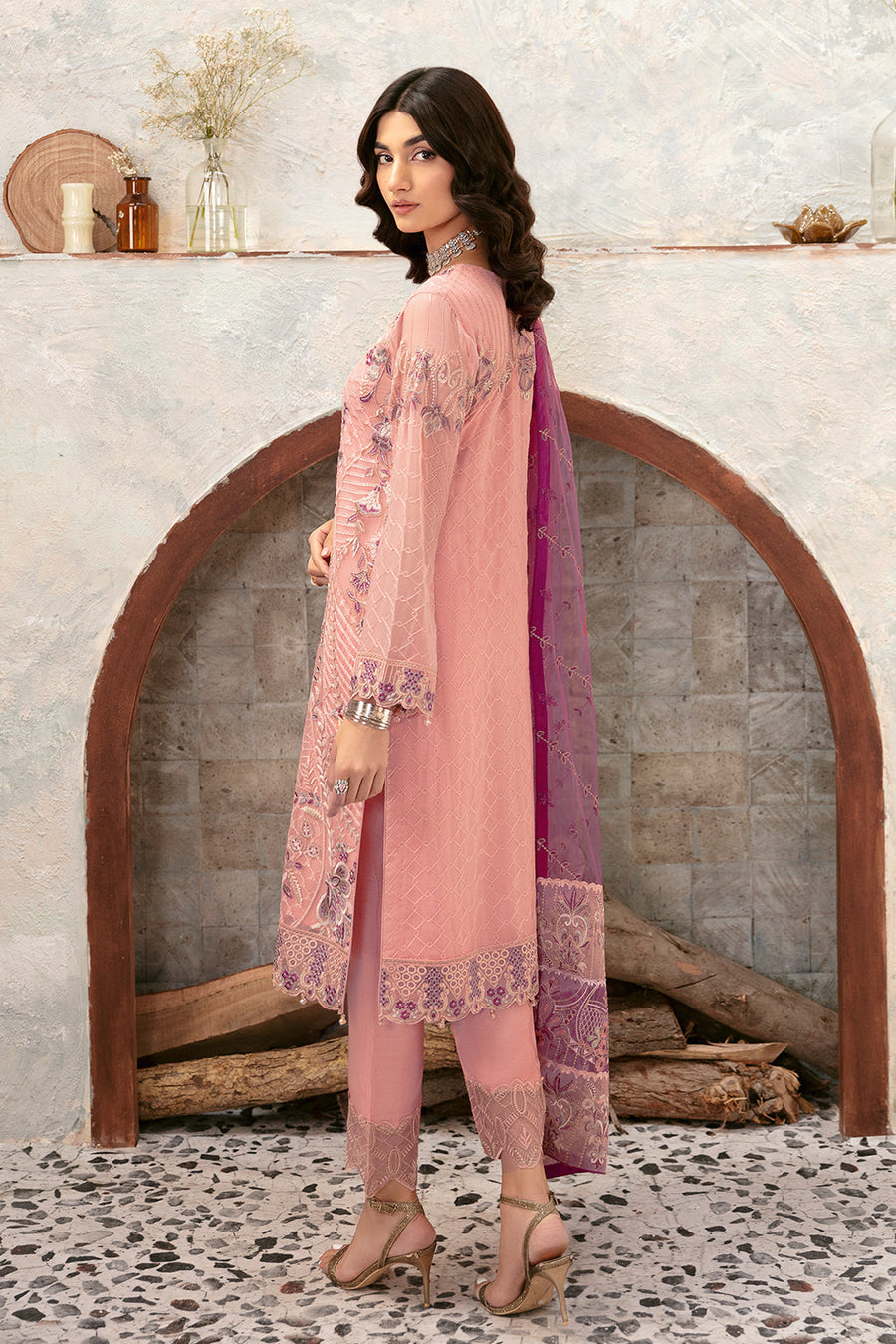 Ramsha Rangoon Vol-12 Luxury Chiffon Unstitched 3Pc Suit D-1201