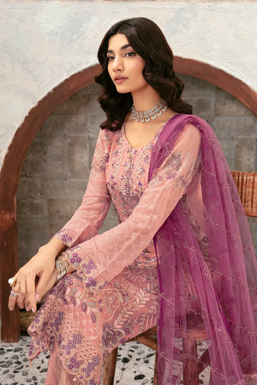 Ramsha Rangoon Vol-12 Luxury Chiffon Unstitched 3Pc Suit D-1201