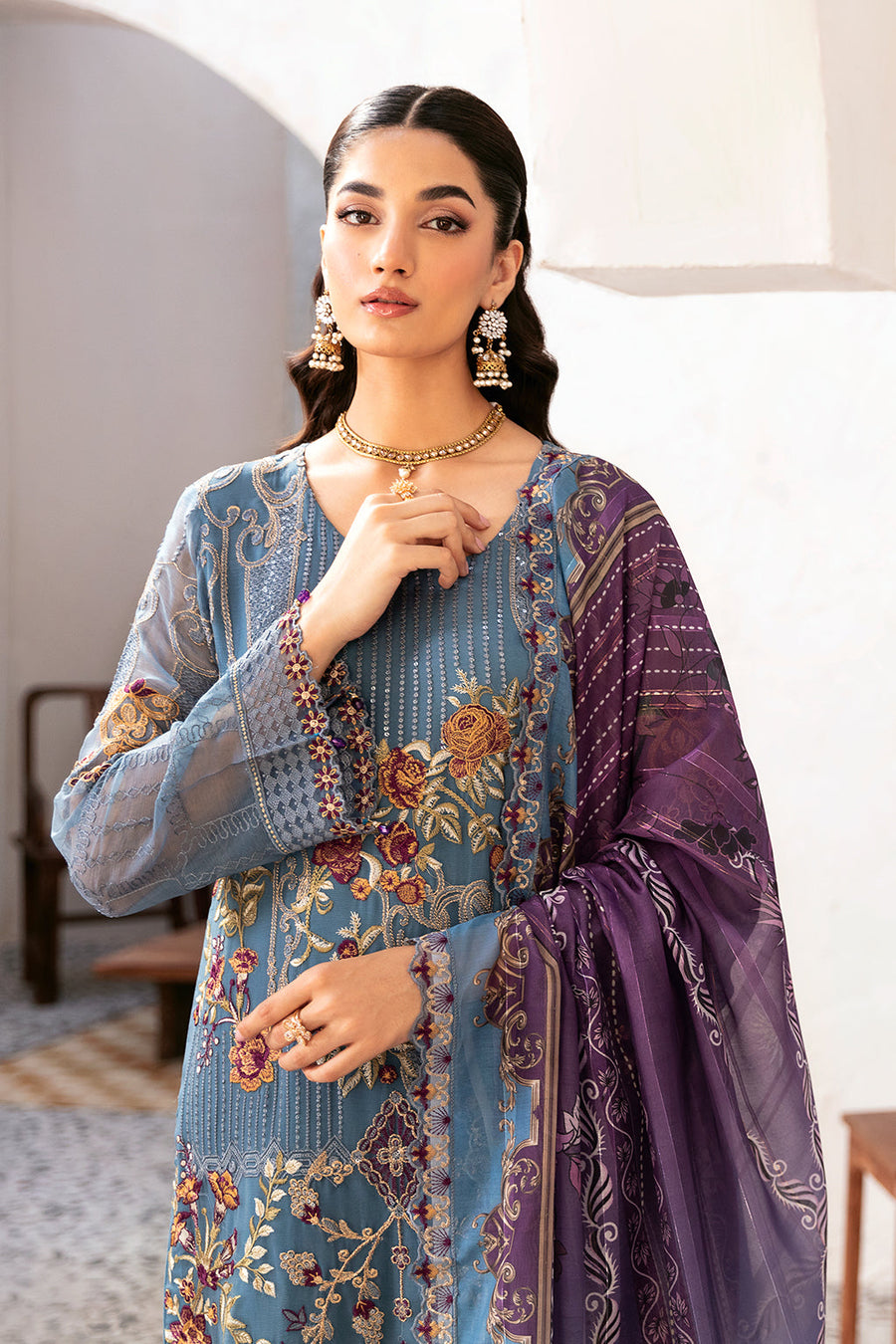 Ramsha Rangoon Vol-12 Luxury Chiffon Unstitched 3Pc Suit D-1202