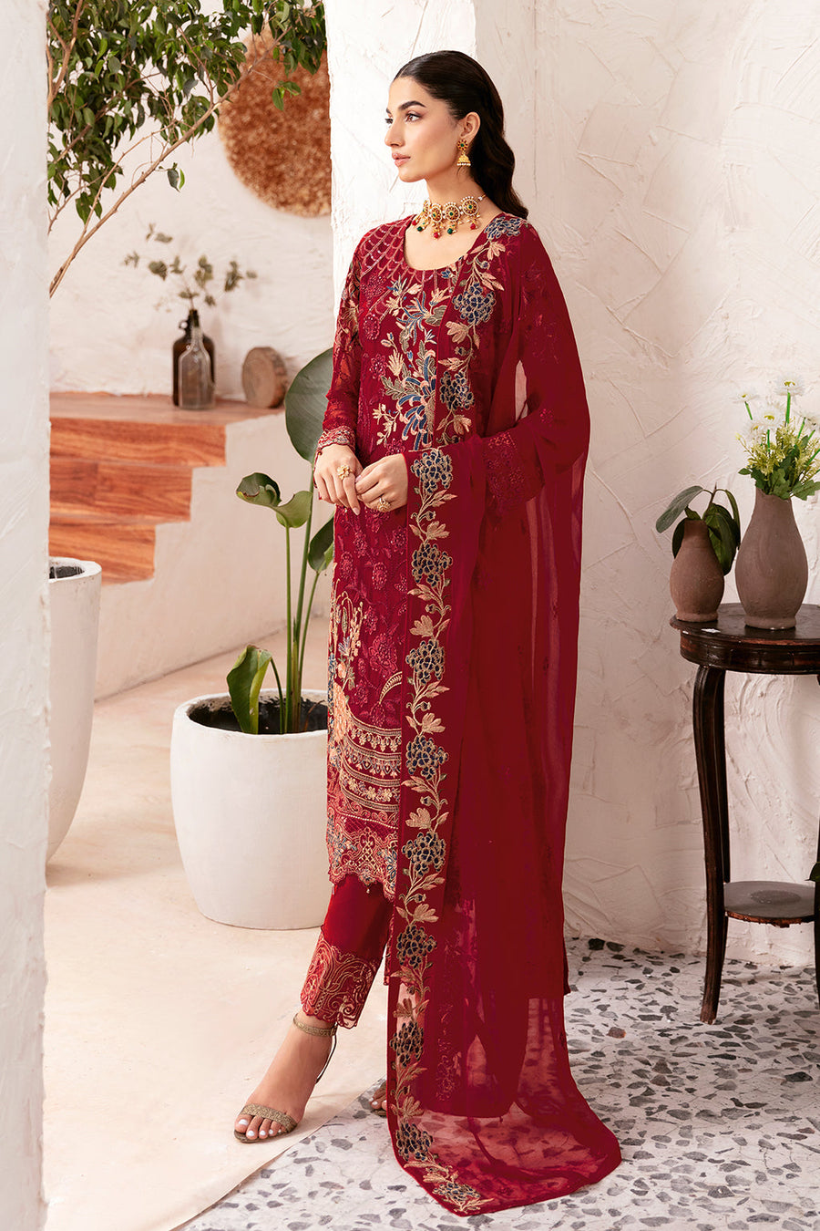Ramsha Rangoon Vol-12 Luxury Chiffon Unstitched 3Pc Suit D-1205
