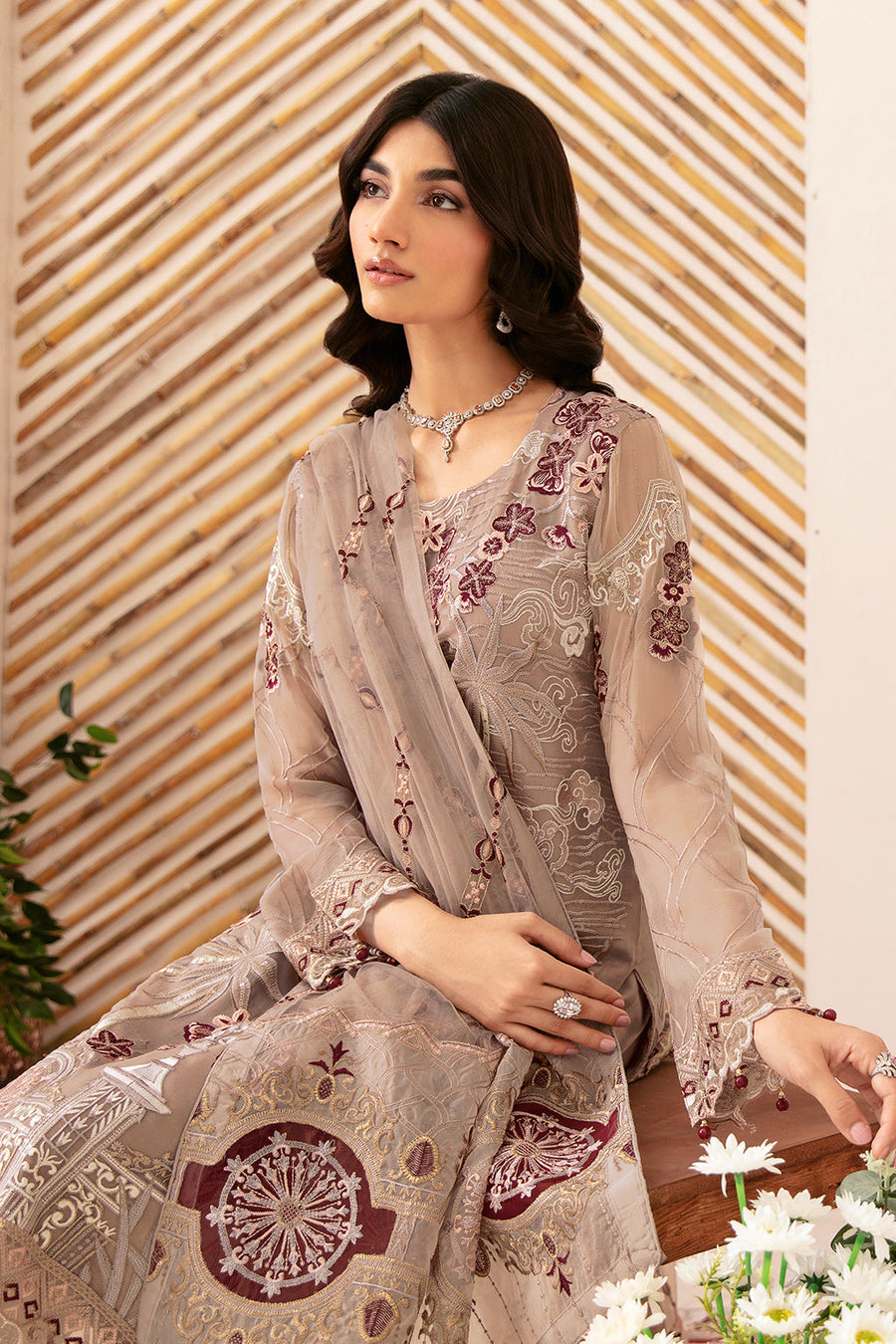 Ramsha Rangoon Vol-12 Luxury Chiffon Unstitched 3Pc Suit D-1206