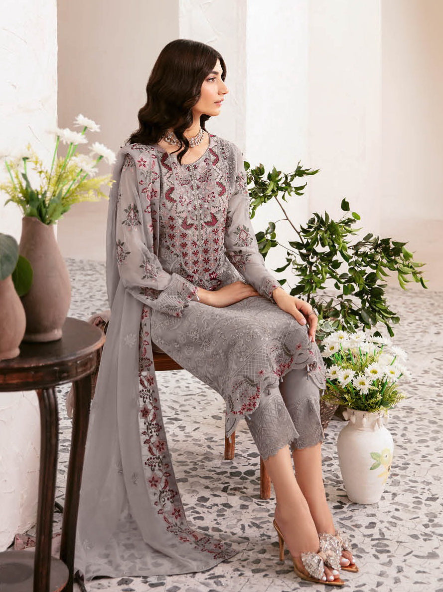 Ramsha Rangoon Vol-12 Luxury Chiffon Unstitched 3Pc Suit D-1210