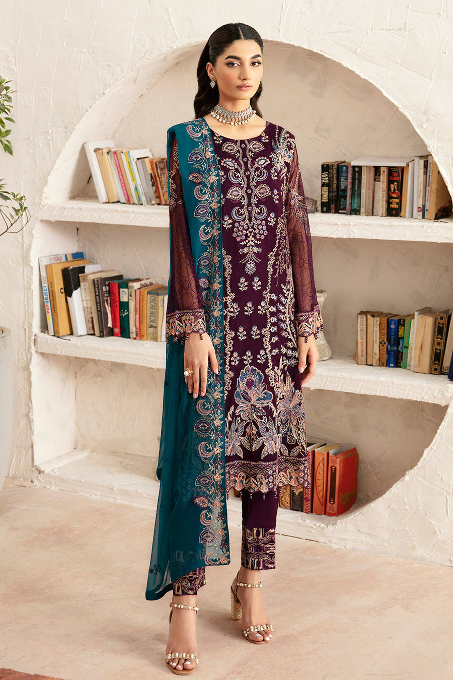 Ramsha Rangoon Vol-12 Luxury Chiffon Unstitched 3Pc Suit D-1211