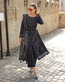 Rang Rasiya Carnation Embroidered Linen Unstitched 3Pc Suit D-13 Americano