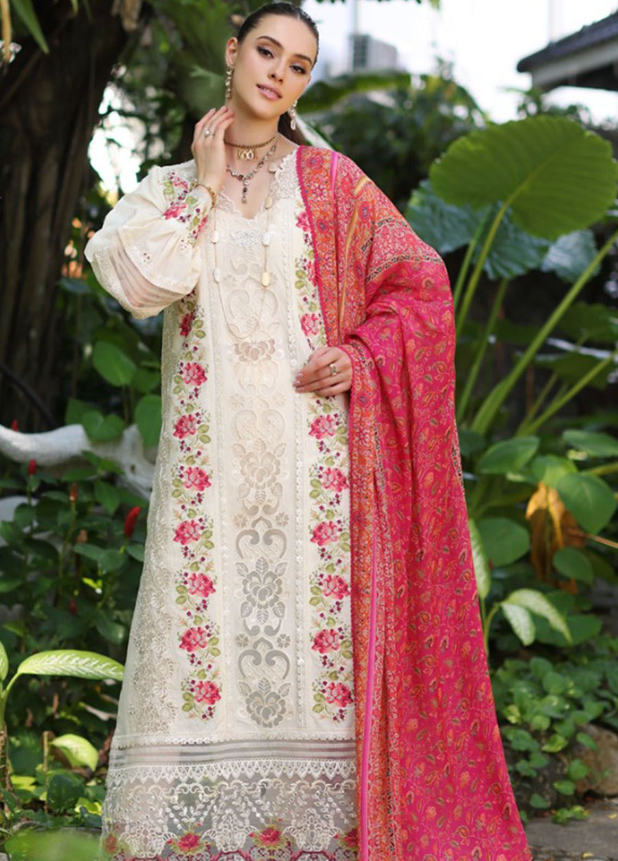 Noor by Saadia Asad Luxury Chikankari Lawn Unstitched 3Pc Suit D-12B