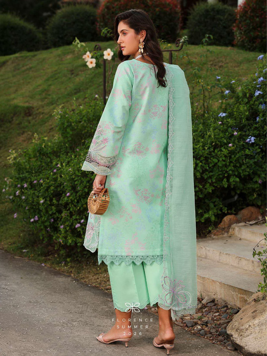 Rang Rasiya Florence Embroidered Lawn Unstitched 3Pc Suit D-12 HANIYA