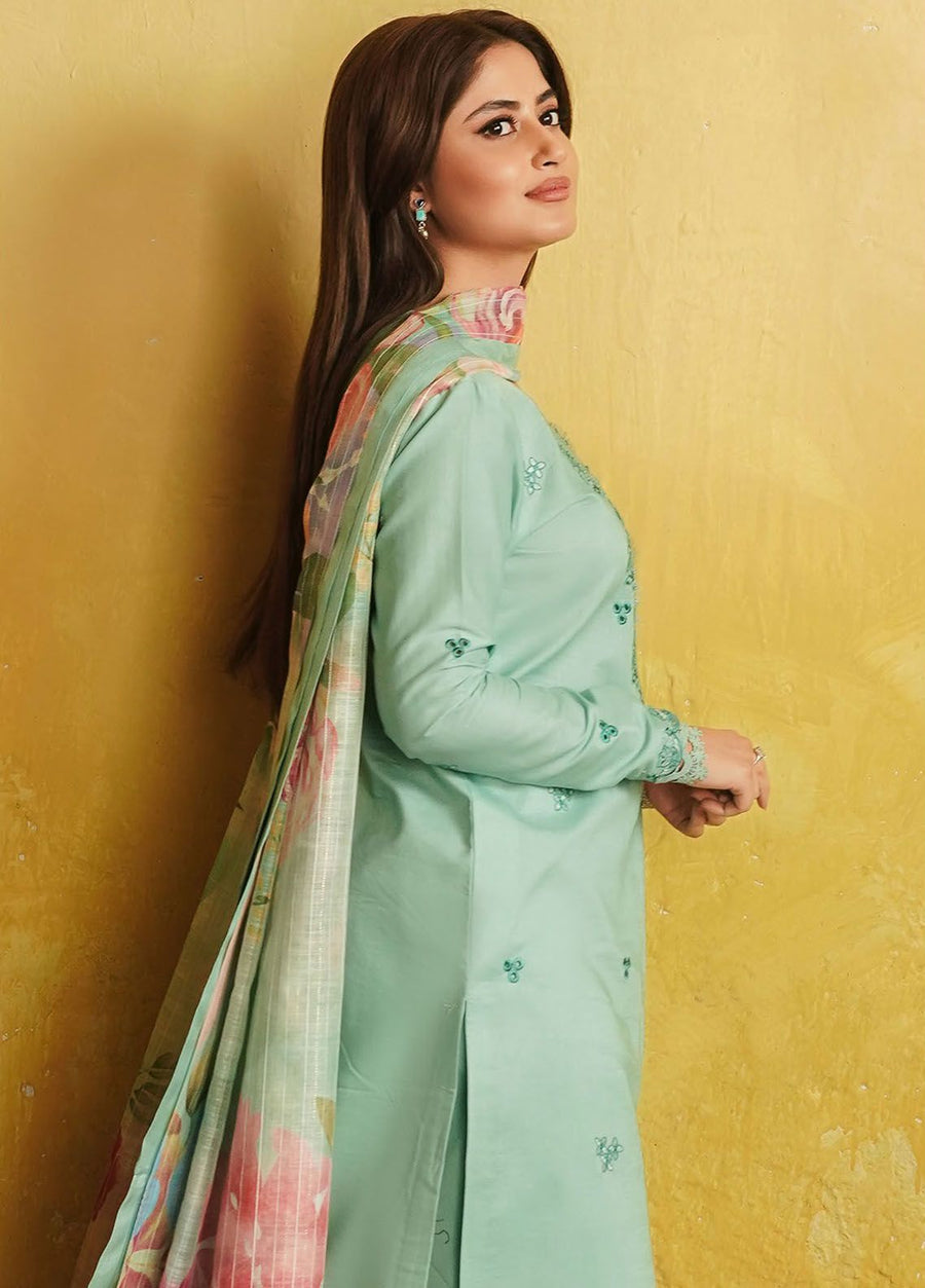 Seran Afsanah Embroidered Lawn Unstitched 3Pc Suit D-12 MUSHK