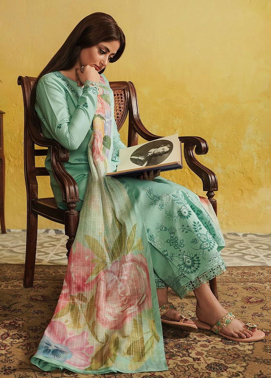 Seran Afsanah Embroidered Lawn Unstitched 3Pc Suit D-12 MUSHK