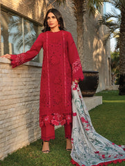 Rang Rasiya Carnation Embroidered Lawn Unstitched 3Pc Suit D-12 Scarlet