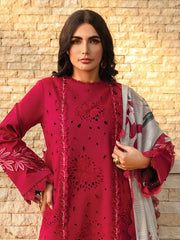 Rang Rasiya Carnation Embroidered Lawn Unstitched 3Pc Suit D-12 Scarlet