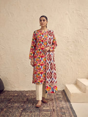 Zeenia Serene Printed Linen Unstitched 3Pc Suit D-12