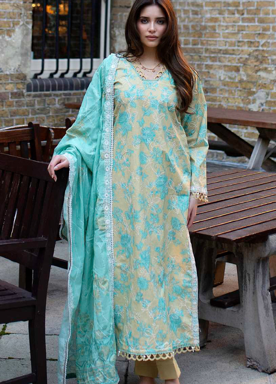 AL Zohaib Dhagakari Embroidered Lawn Unstitched 3Pc Suit D-12