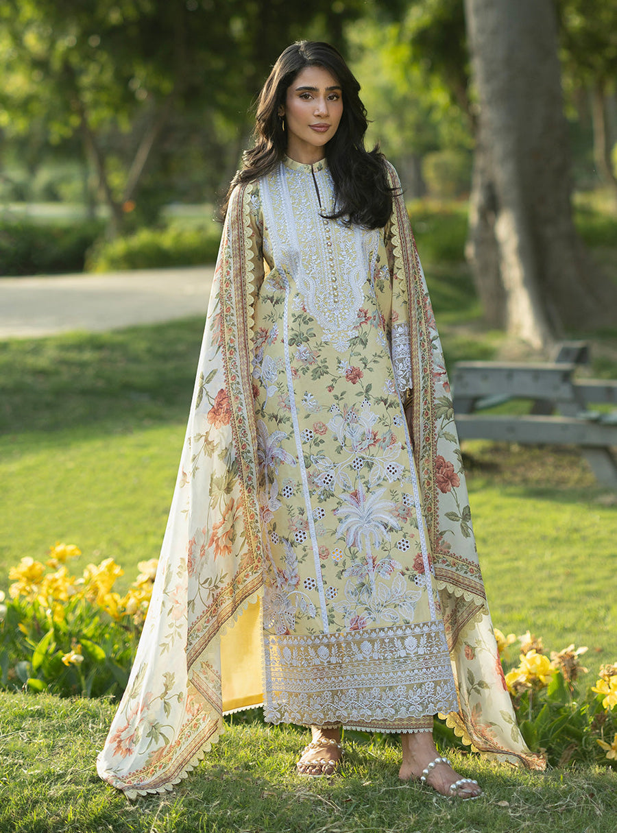 Zainab Chottani Luxe Lawn Unstitched Embroidered 3Pc Suit D-12 Dune