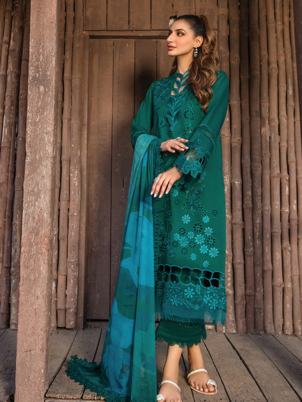 Rang Rasiya Carnation Embroidered Lawn Unstitched 3Pc Suit D-13 Jade
