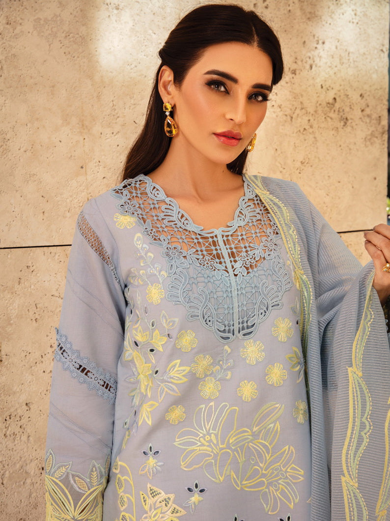 Rang Rasiya Premium Embroidered Lawn Unstitched 3Pc Suit D-04 ELNAZ