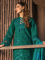 Rang Rasiya Carnation Embroidered Lawn Unstitched 3Pc Suit D-13 Jade