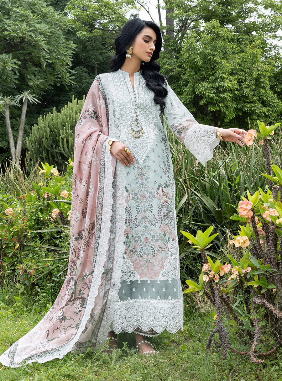 Zainab Chottani Luxe Lawn Unstitched Embroidered 3Pc Suit D-13 Ivie