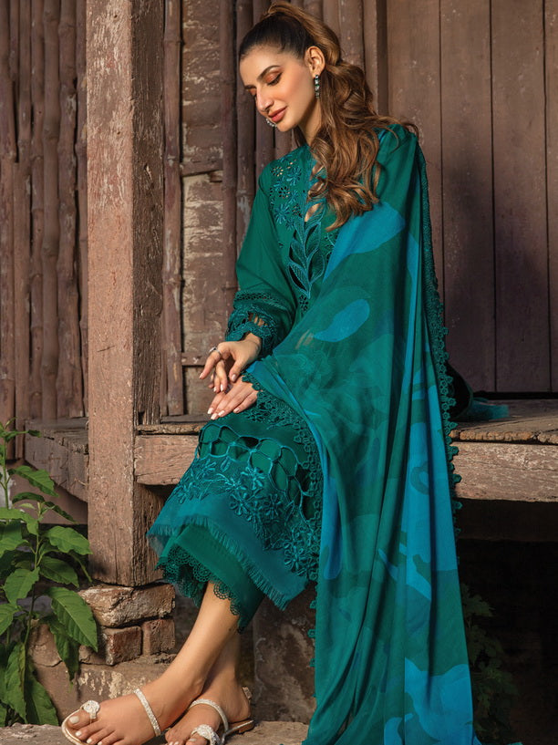 Rang Rasiya Carnation Embroidered Lawn Unstitched 3Pc Suit D-13 Jade