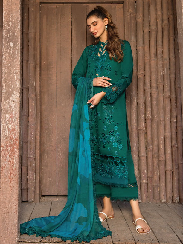 Rang Rasiya Carnation Embroidered Lawn Unstitched 3Pc Suit D-13 Jade