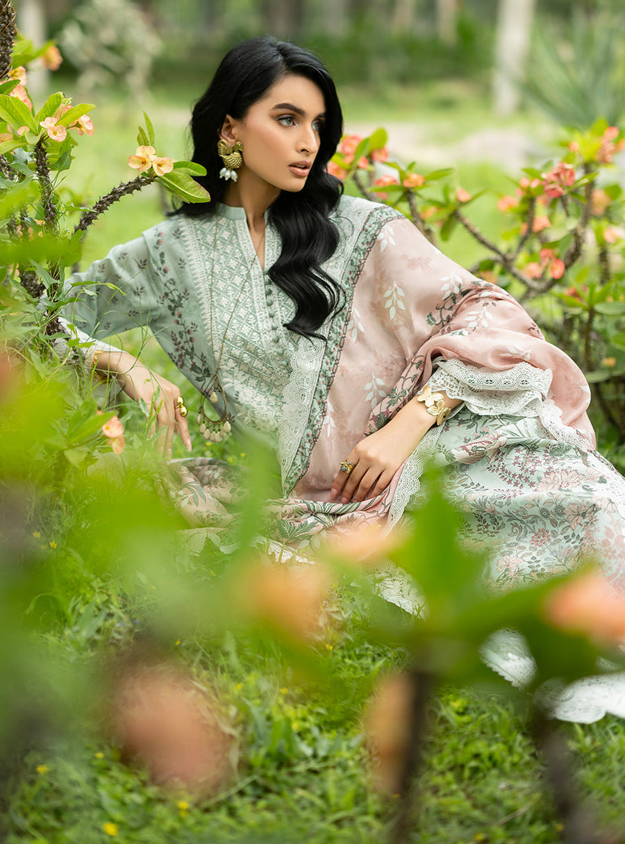Zainab Chottani Luxe Lawn Unstitched Embroidered 3Pc Suit D-13 Ivie
