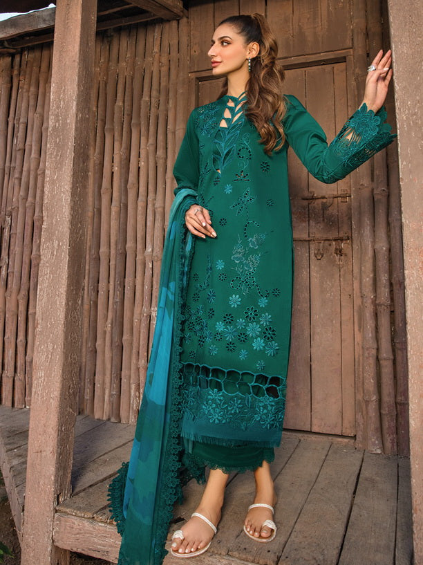 Rang Rasiya Carnation Embroidered Lawn Unstitched 3Pc Suit D-13 Jade