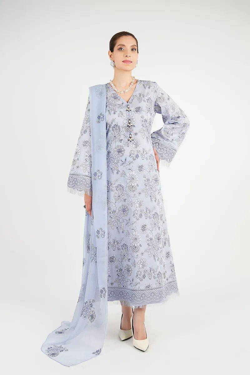 Chikankari Exclusive Embroidered Lawn Unstitched 3Pc CH26-V1-D113