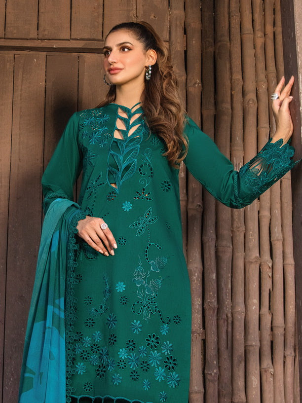 Rang Rasiya Carnation Embroidered Lawn Unstitched 3Pc Suit D-13 Jade