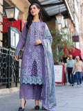 Rang Rasiya Carnation Embroidered Linen Unstitched 3Pc Suit D-14 Lavender