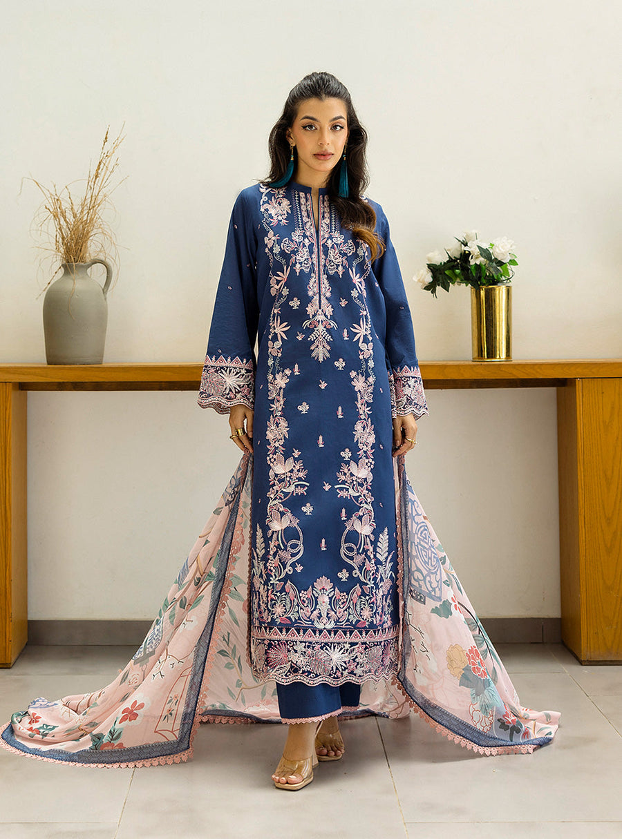 Zainab Chottani Tahra Embroidered Lawn Unstitched 3Pc Suit D-14 ELISA