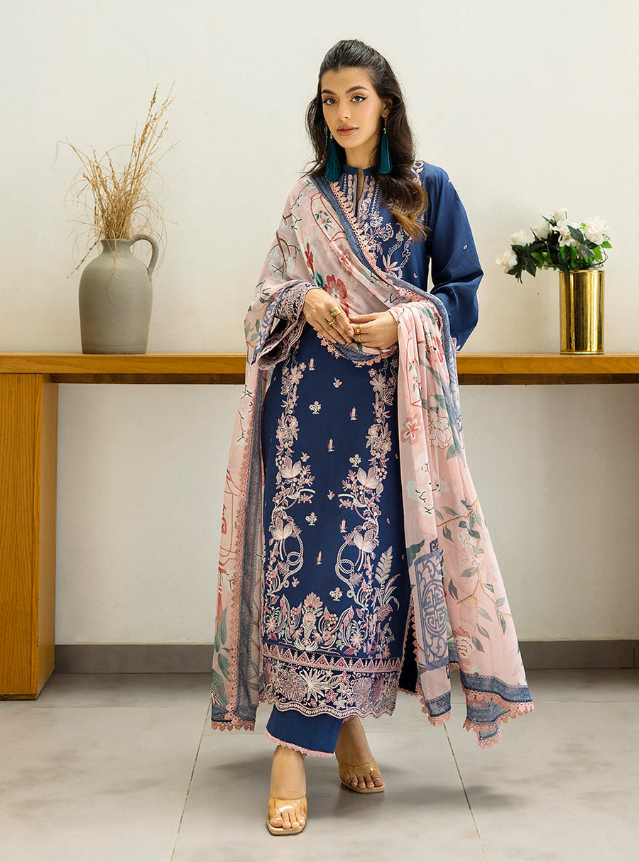 Zainab Chottani Tahra Embroidered Lawn Unstitched 3Pc Suit D-14 ELISA