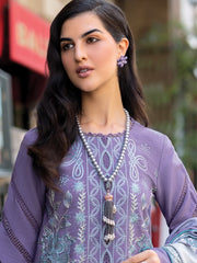 Rang Rasiya Carnation Embroidered Linen Unstitched 3Pc Suit D-14 Lavender