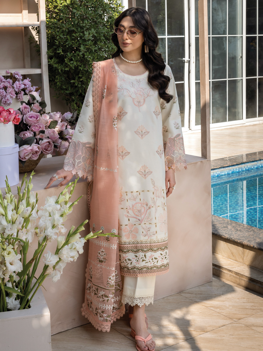 Rang Rasiya Florence Embroidered Lawn Unstitched 3Pc Suit D-14 MIRAAL