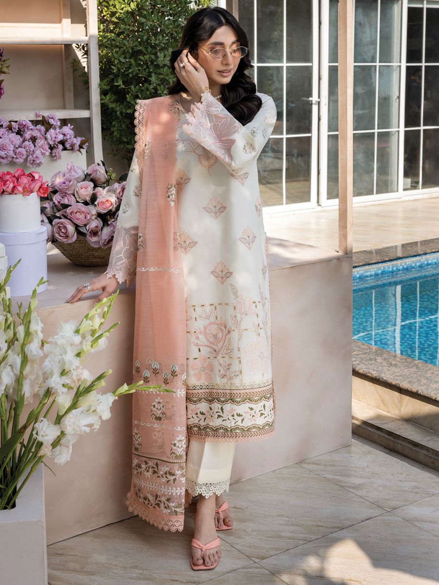 Rang Rasiya Florence Embroidered Lawn Unstitched 3Pc Suit D-14 MIRAAL