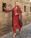 Rang Rasiya Carnation Embroidered Linen Unstitched 3Pc Suit D-14 Crdamom