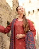 Rang Rasiya Carnation Embroidered Linen Unstitched 3Pc Suit D-14 Crdamom