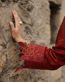 Rang Rasiya Carnation Embroidered Linen Unstitched 3Pc Suit D-14 Crdamom