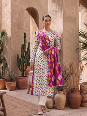 Zeenia Serene Printed Linen Unstitched 3Pc Suit D-14