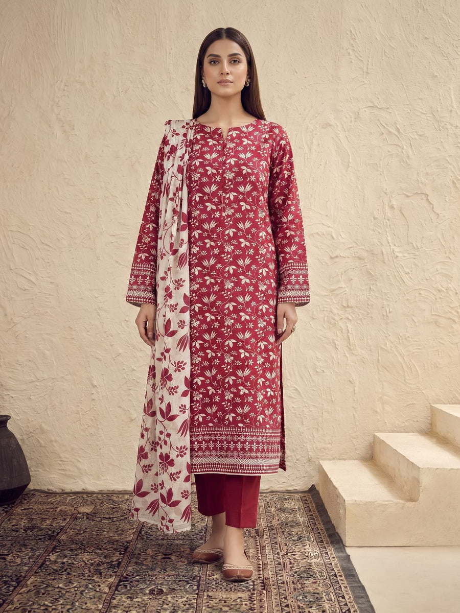 Zeenia Serene Printed Linen Unstitched 3Pc Suit D-15