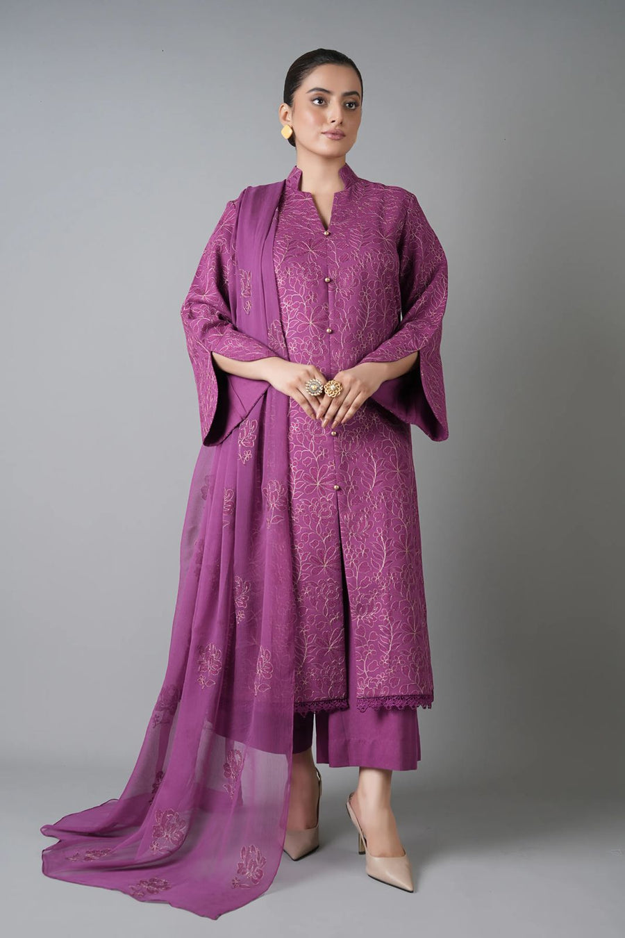 Chikankari Exclusive Embroidered Karandi Unstitched 3PC CH25-V1-D15