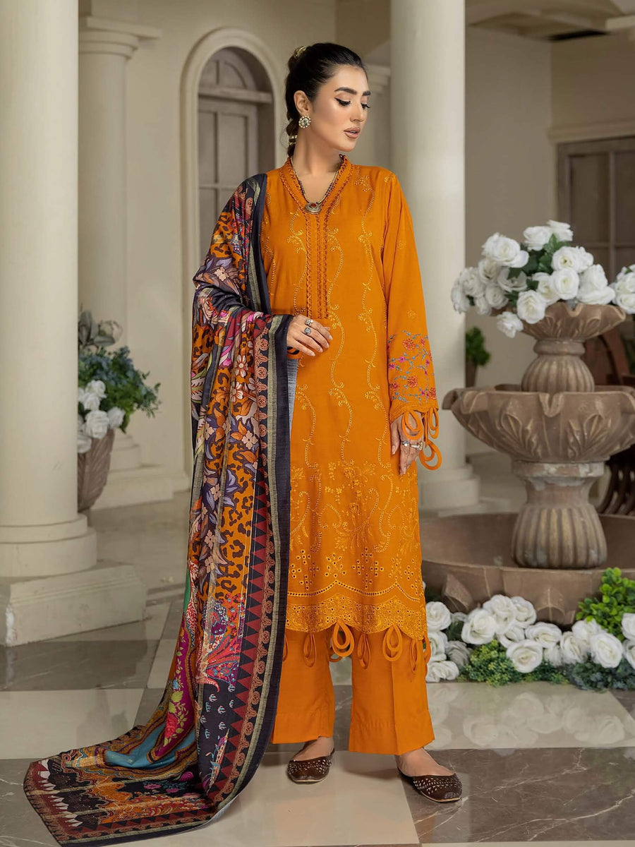 Waresha Kumash Luxury Embroidered Staple Unstitched 3Pc Suit D-16