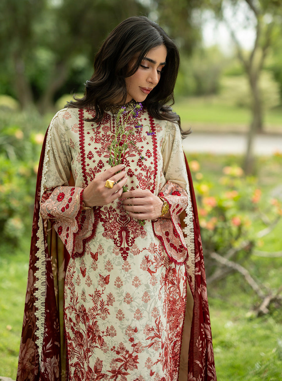 Zainab Chottani Luxe Lawn Unstitched Embroidered 3Pc Suit D-16 Laine