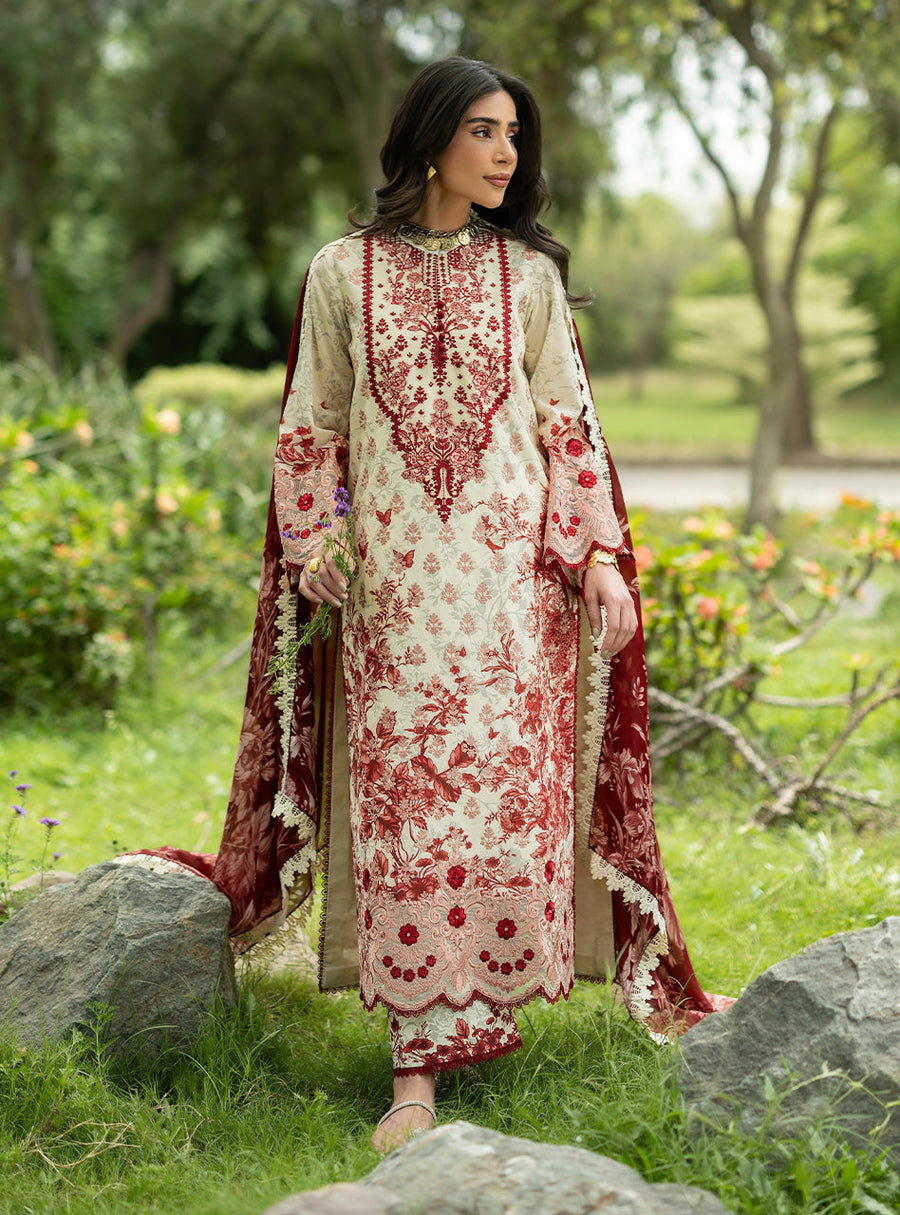 Zainab Chottani Luxe Lawn Unstitched Embroidered 3Pc Suit D-16 Laine