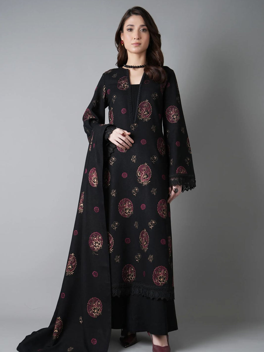 Chikankari Exclusive Embroidered Karandi Unstitched 3PC CH25-V1-D17