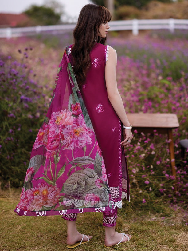 Mushq Hemline The Secerat Garden Unstitched Lawn 3Pc Suit HML24-1B Fairy Dell